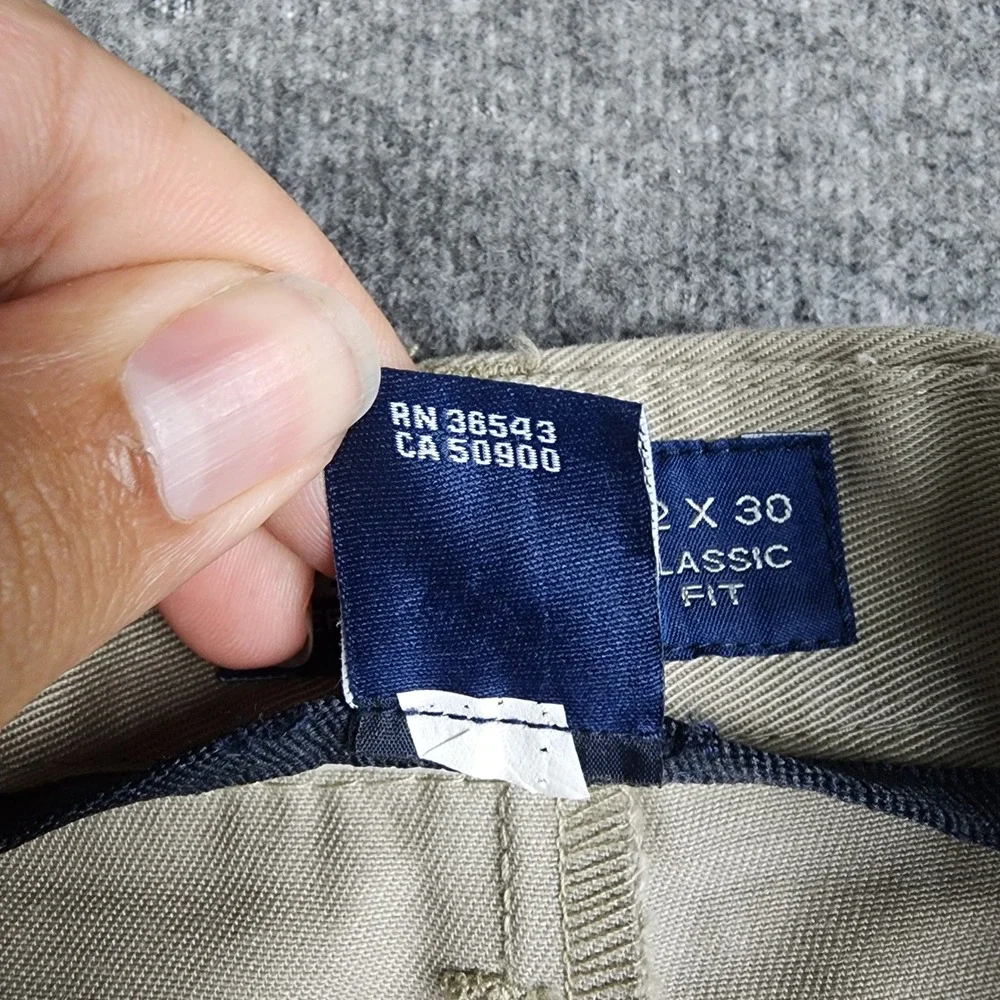 IZOD American Chino Pants Mens 52x30 Khaki Tan Classic Fit Cotton Twill Trousers